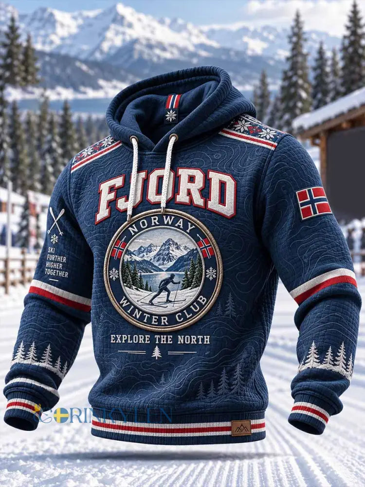 Herrtröja med retroprint av skidmotiv - som bild / S