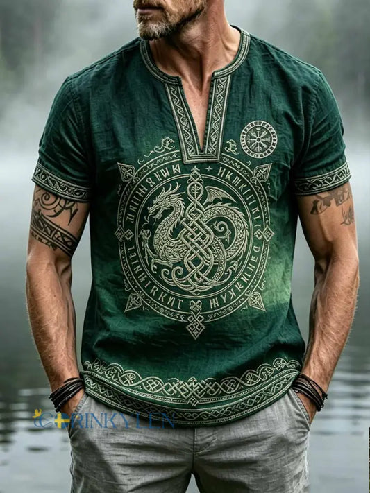 Herrtröja med retrovikingatotemtryck - som bild / S