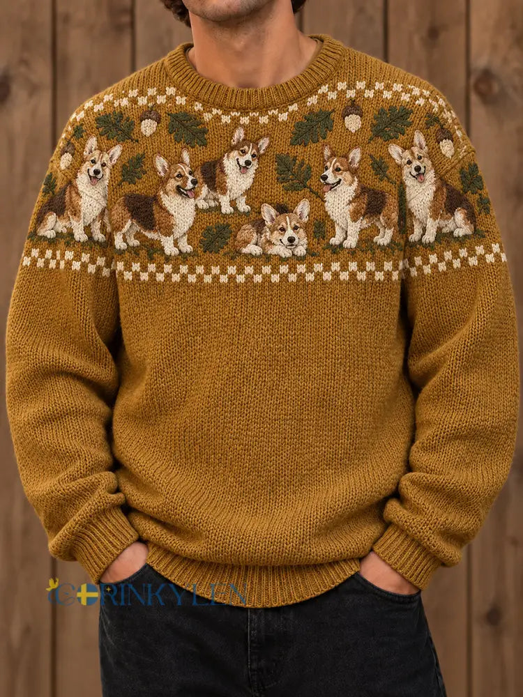 Herrtröja med rund hals och djurmotiv av hund tryckt design - Ginger. / S