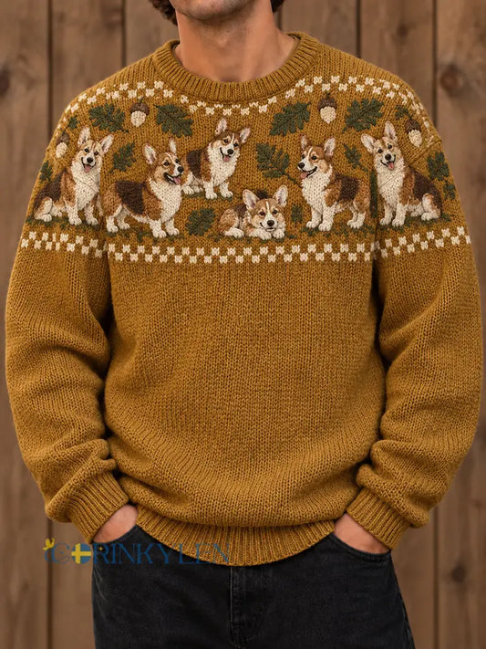 Herrtröja med rund hals och djurmotiv av hund tryckt design - Ginger. / S