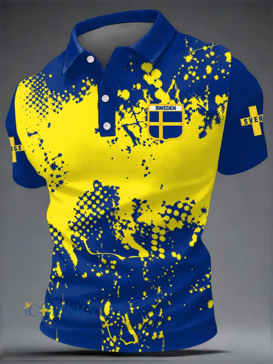 Herrtröja med svensk fotbollsprint ledig stil - som bild / S