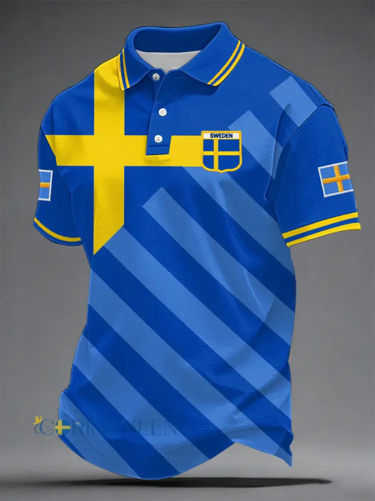Herrtröja med svensk fotbollsprint och ledig stil - som bild / S