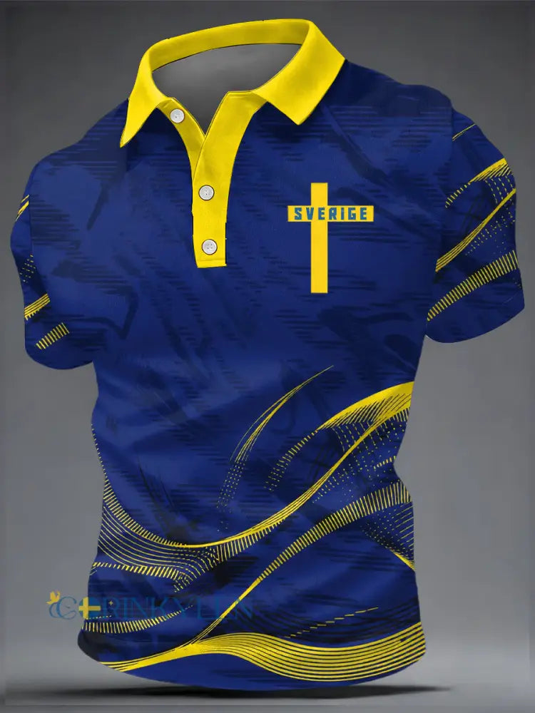Herrtröja med svensk fotbollsprint och ledig stil - som bild / S