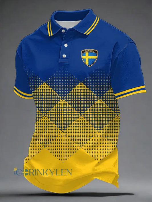 Herrtröja med svensk fotbollsprint och ledig stil - som bild / S