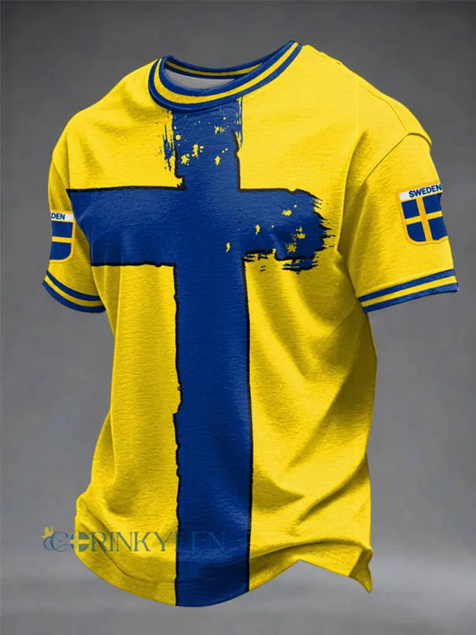 Herrtröja med svensk fotbollsprint - som bild / S