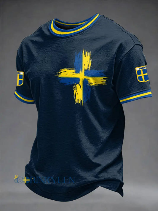 Herrtröja med svensk fotbollsprint - som bild / S