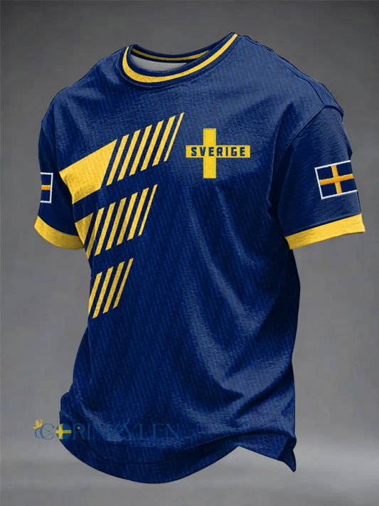 Herrtröja med svensk fotbollsprint - som bild / S