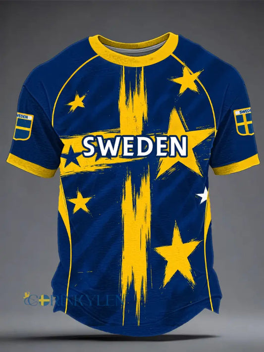 Herrtröja med svensk fotbollsprint - som bild / S