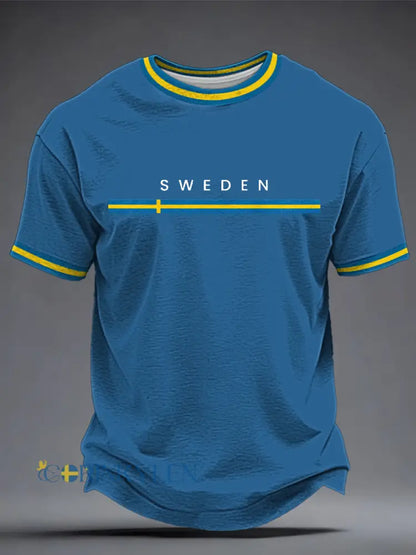 Herrtröja med svensk konsttryck - blå / S