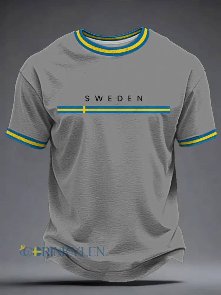 Herrtröja med svensk konsttryck - grå / S