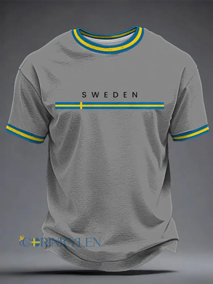 Herrtröja med svensk konsttryck - grå / S