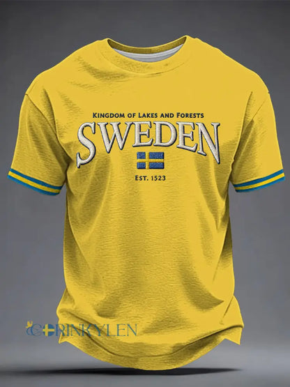 Herrtröja med svensk konsttryck - gul / S