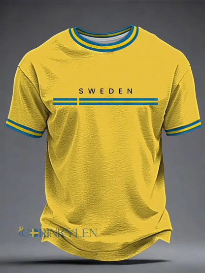 Herrtröja med svensk konsttryck - gul / S