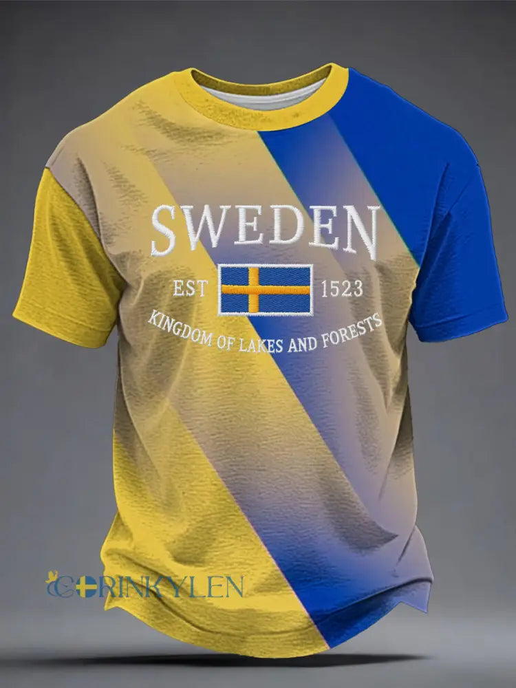 Herrtröja med svensk konsttryck - gul / S