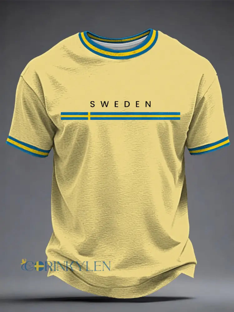 Herrtröja med svensk konsttryck - ljusgul / S