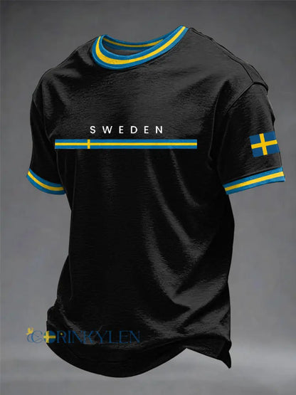 Herrtröja med svensk konsttryck - svart / S