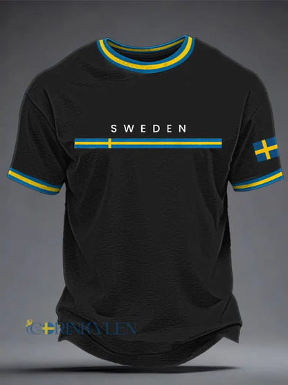 Herrtröja med svensk konsttryck - svart / S