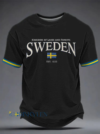 Herrtröja med svensk konsttryck - svart / S