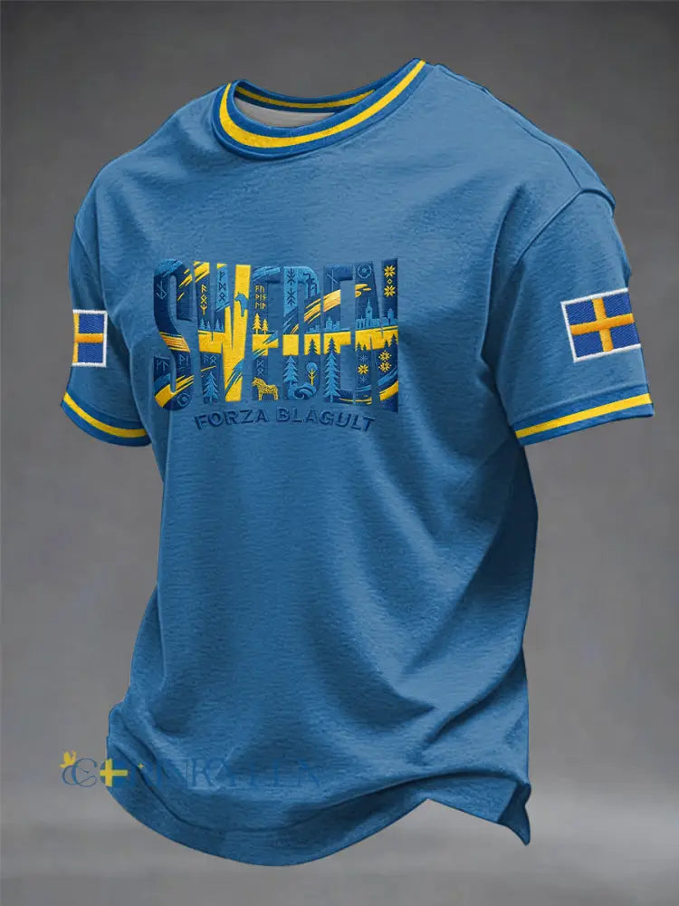 Herrtröja med svensk tryck - blå / S