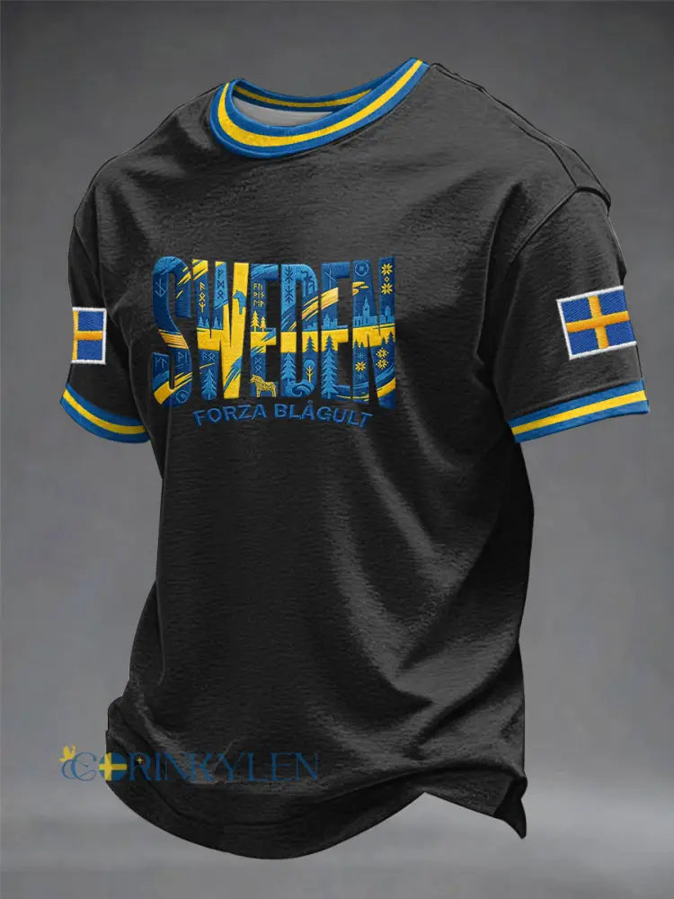 Herrtröja med svensk tryck - svart / S