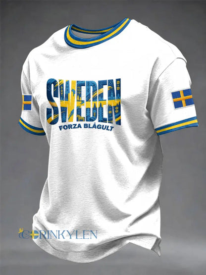 Herrtröja med svensk tryck - vit / S