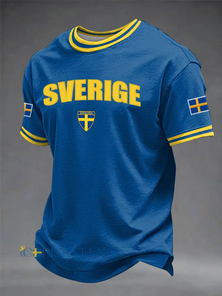 Herrtröja med svensk tryckkänning - blå / S