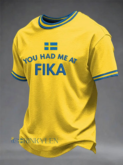 Herrtröja med svensk tryckkänning - gul / S