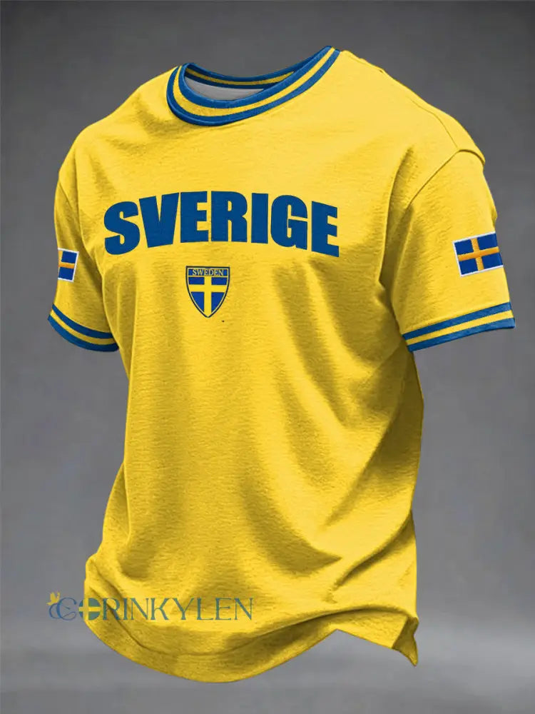 Herrtröja med svensk tryckkänning - gul / S
