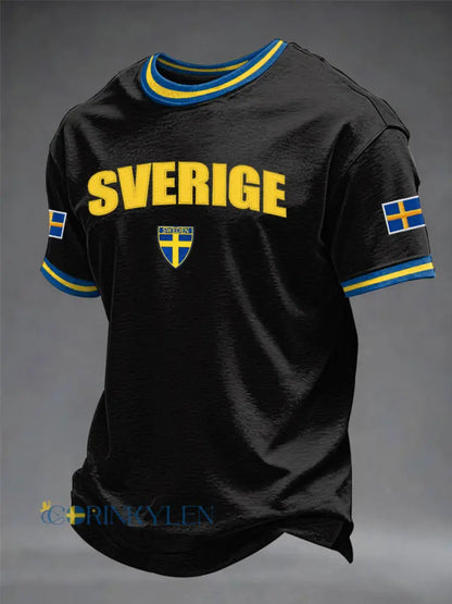 Herrtröja med svensk tryckkänning - svart / S