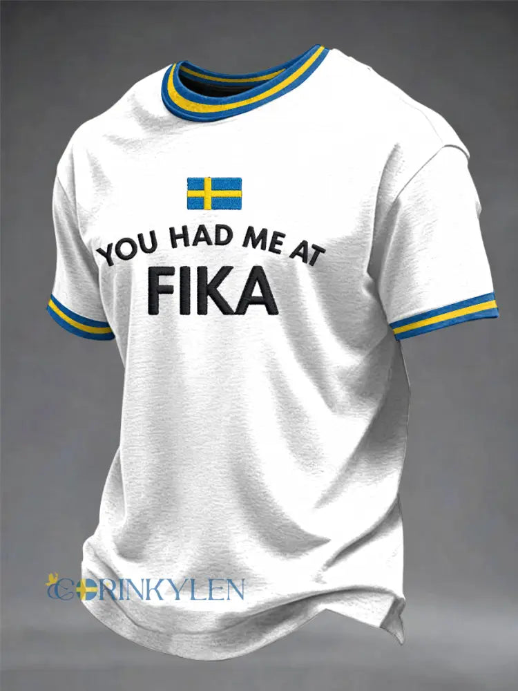 Herrtröja med svensk tryckkänning - vit / S