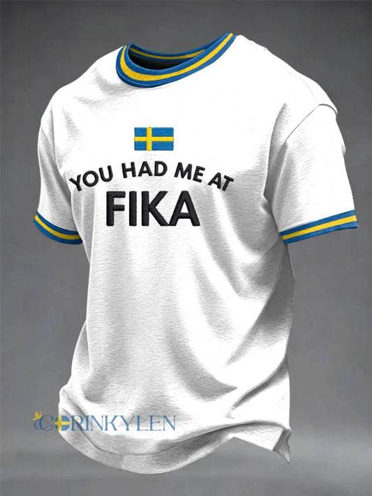 Herrtröja med svensk tryckkänning - vit / S