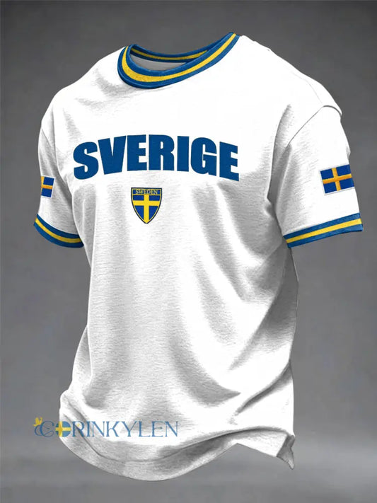 Herrtröja med svensk tryckkänning - vit / S