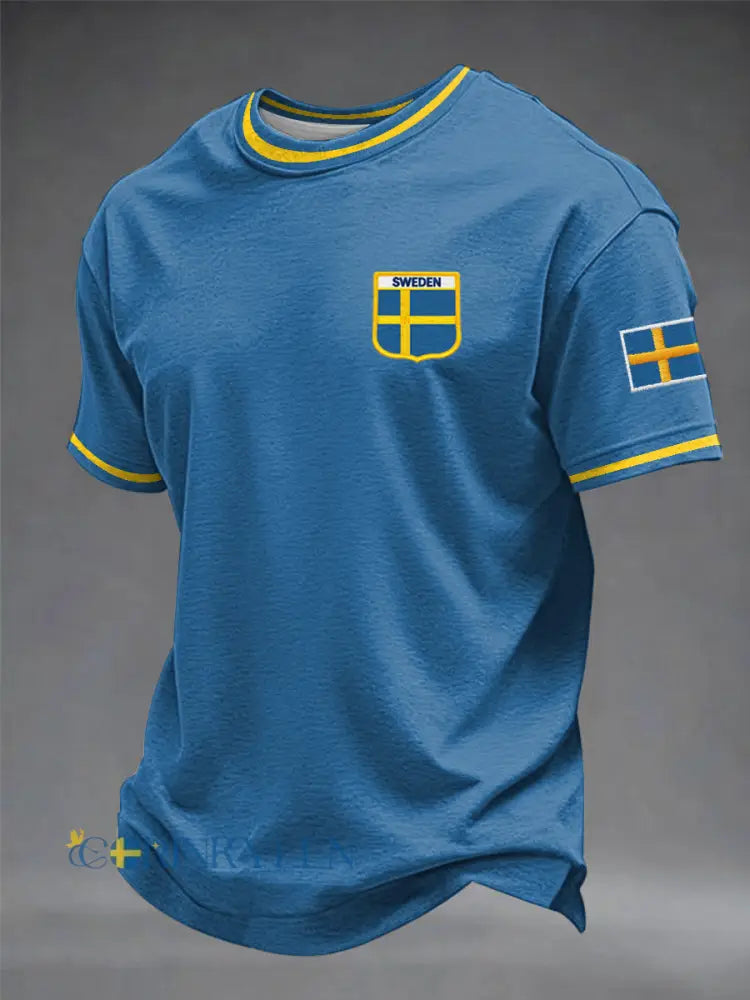 Herrtröja med svensk tryckning - blå / S