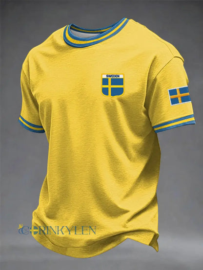 Herrtröja med svensk tryckning - gul / S