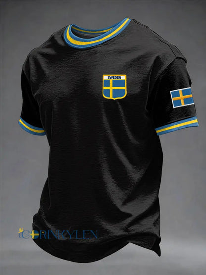 Herrtröja med svensk tryckning - svart / S