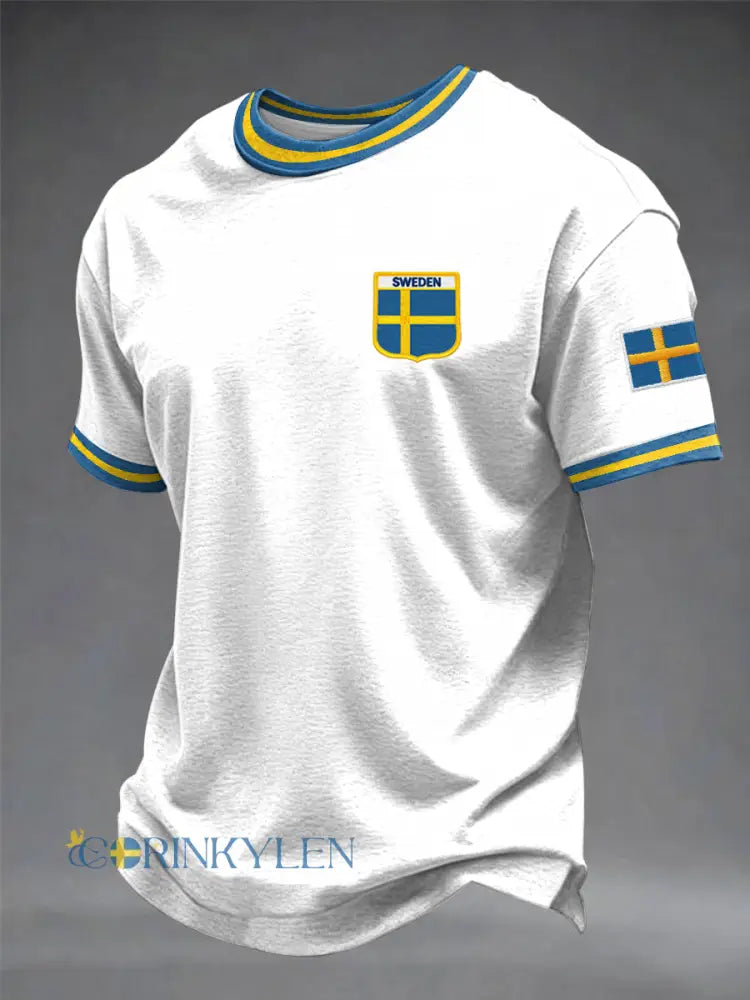 Herrtröja med svensk tryckning - vit / S