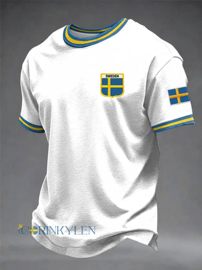 Herrtröja med svensk tryckning - vit / S