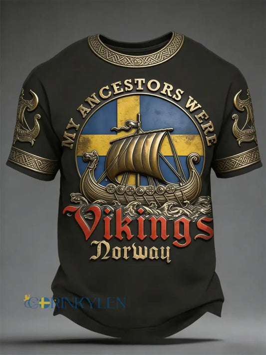 Herrtröja med svensk vikingamönster - som bild / S