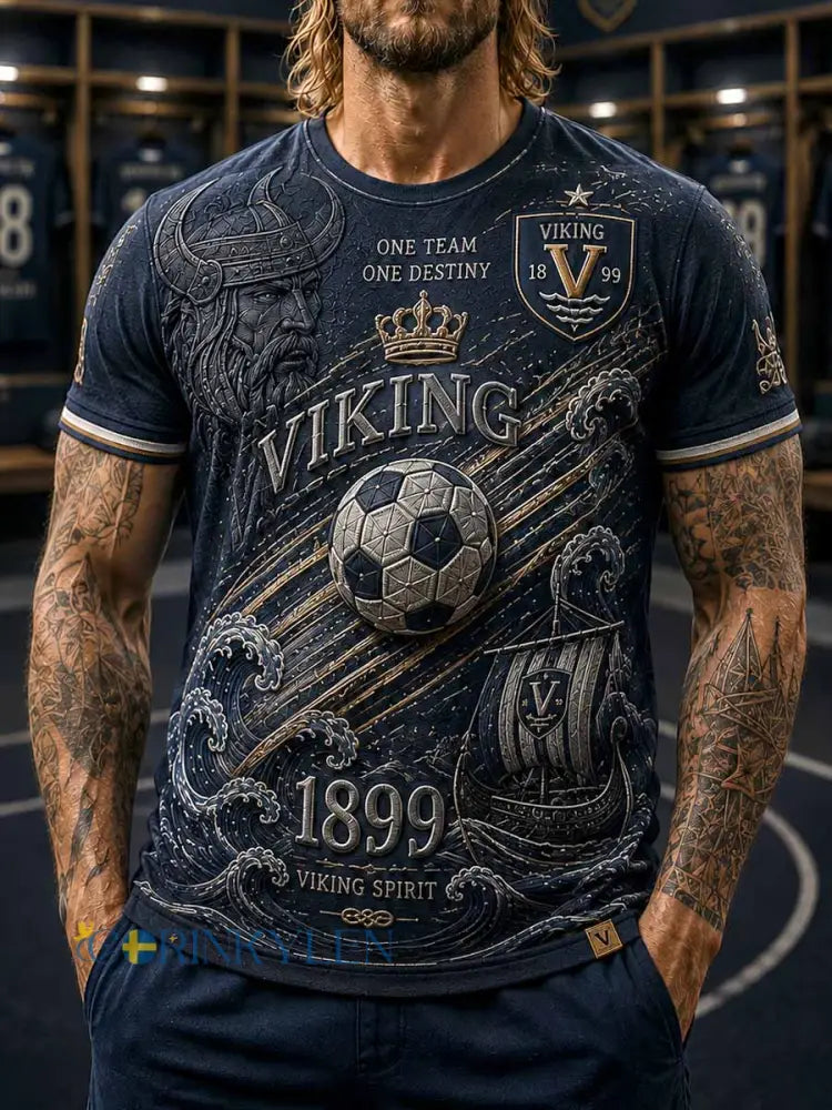 Herrtröja med traditionellt Viking FK-lagstryck - som bild / S
