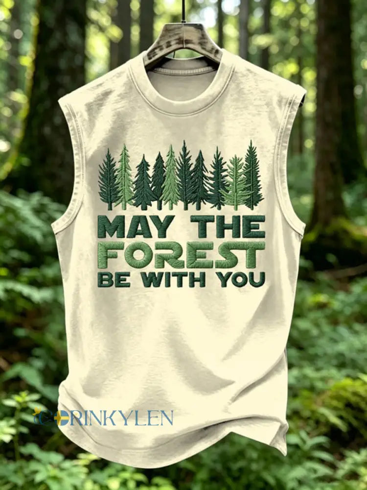Herrtröja med tryck: May The Forest Be With You - april / S