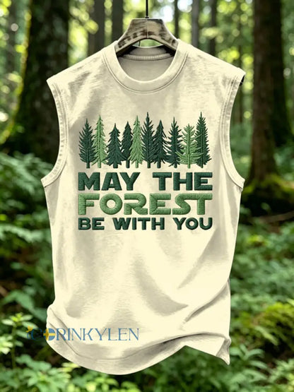 Herrtröja med tryck: May The Forest Be With You - april / S