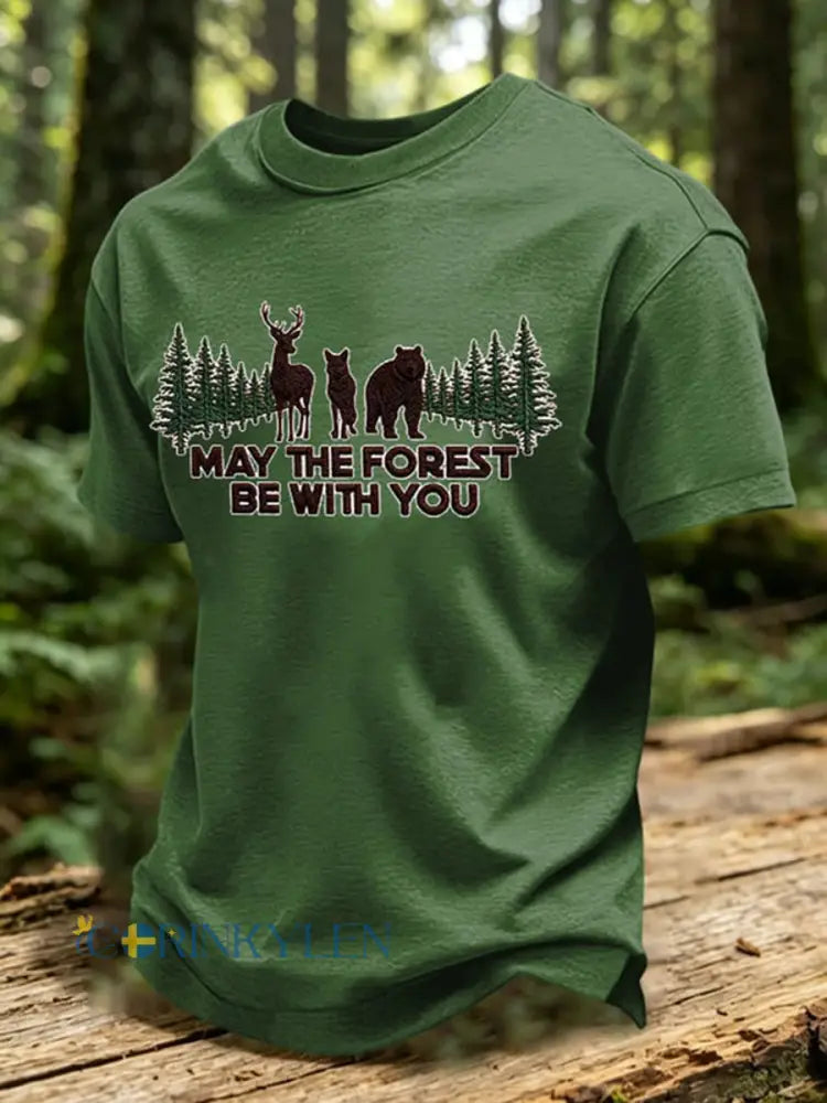 Herrtröja med tryck: May The Forest Be With You - grön / S