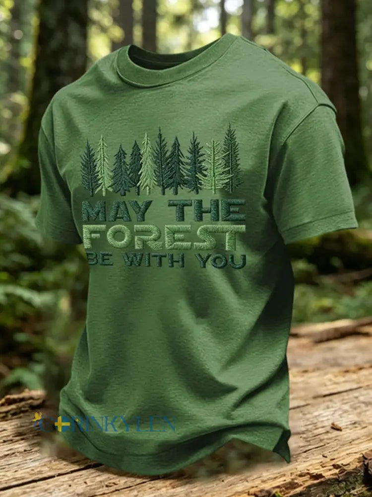 Herrtröja med tryck: May The Forest Be With You - grön / S
