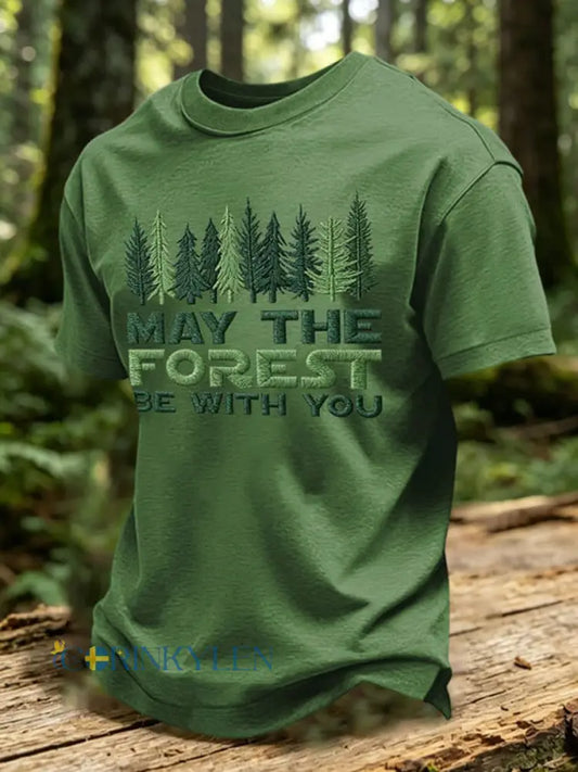 Herrtröja med tryck: May The Forest Be With You - grön / S