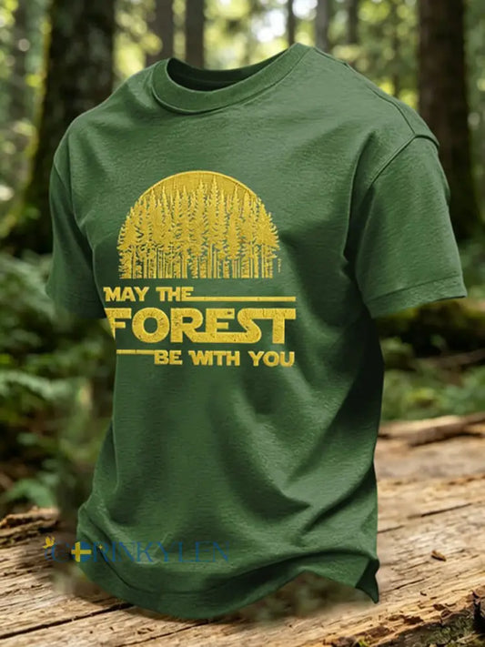 Herrtröja med tryck: May The Forest Be With You - grön / S