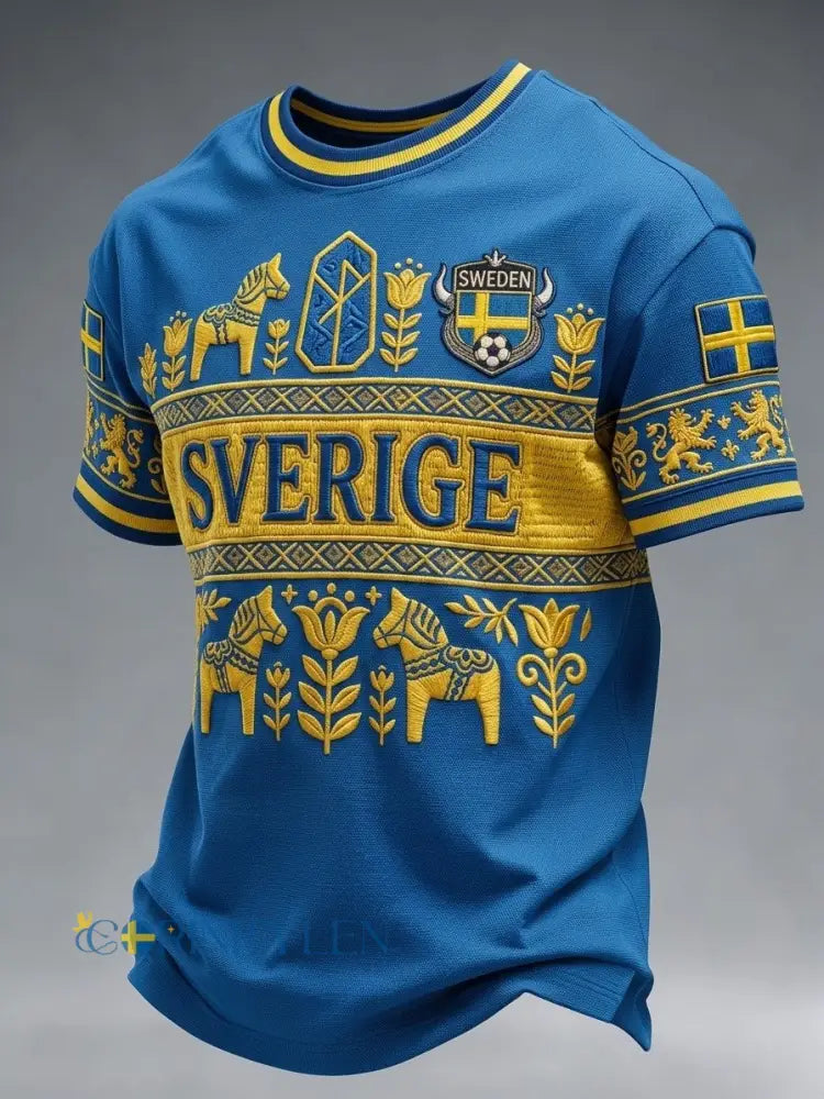 Herrtröja med tryck: Svensk fotbollslärd 2026 - blå / S