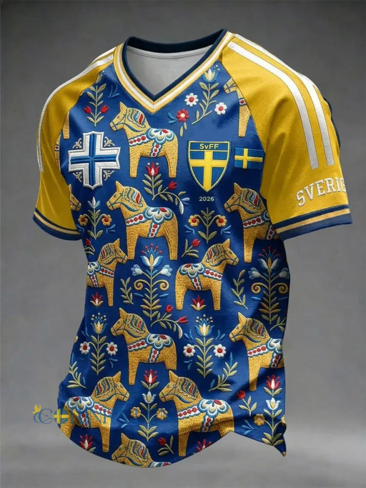Herrtröja med tryck: Svensk fotbollslärd 2026 - blå / S