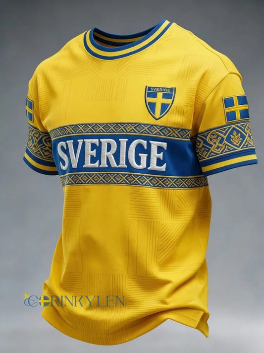 Herrtröja med tryck: Svensk fotbollslärd 2026 - gul / S