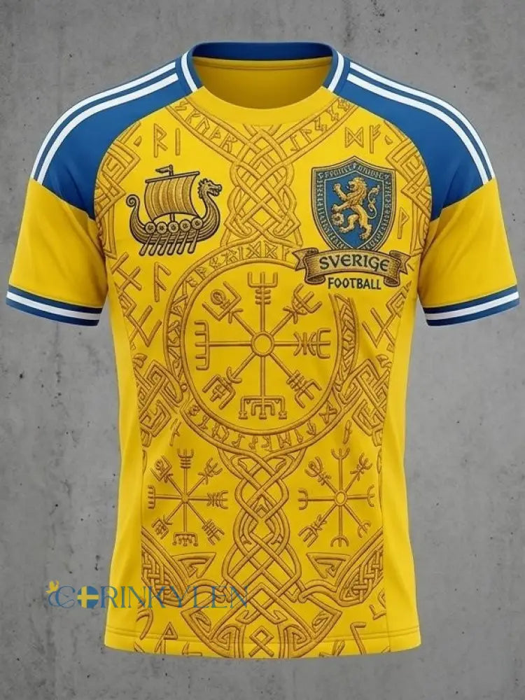 Herrtröja med tryck: Svensk fotbollslärd 2026 - gul / S