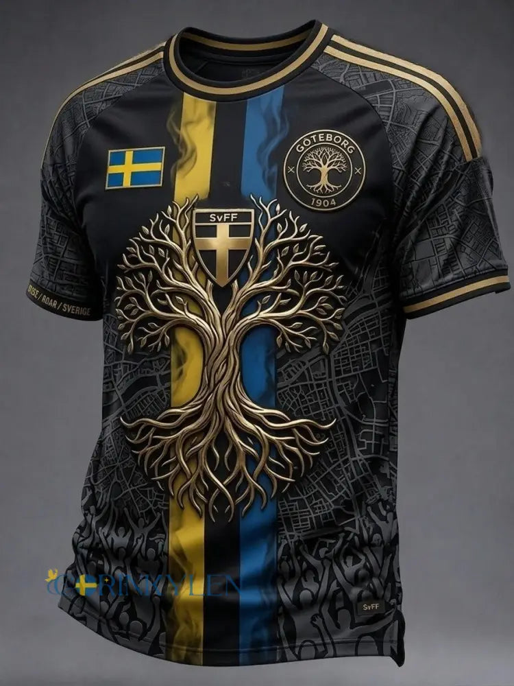 Herrtröja med tryck: Svensk fotbollslärd 2026 - svart / S